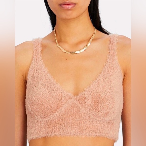 Jonathan Simkhai Caroline Feathered Rib Bralette Plush Blush Pink sz XS - Picture 5 of 11